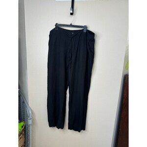 George Foreman Women's Black Linen Pants size 2XB linen pants pull on drawstring